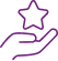 Qualité et excellence : Main présentant une étoile violette. Main ouverte en pourpre présentant une étoile. Icône symbolisant l'excellence, la qualité du service ou une récompense.